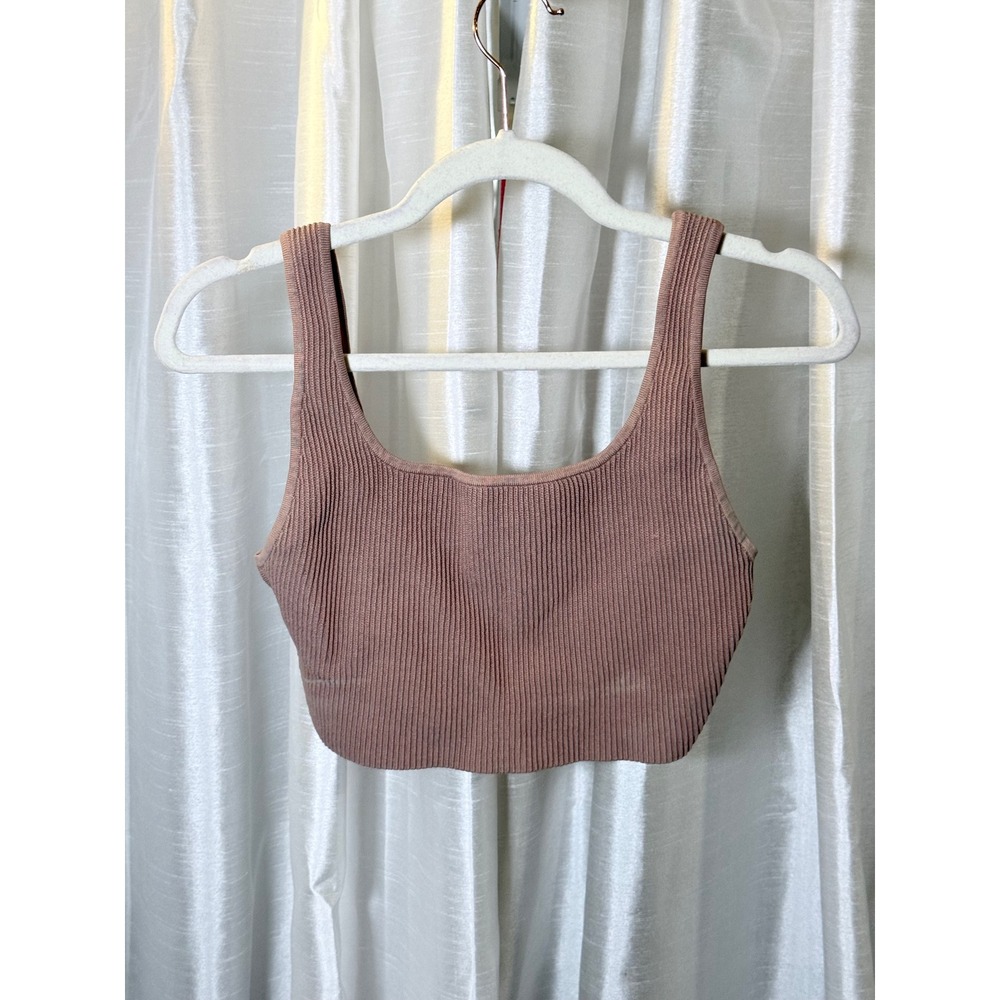 Babaton Crop Top Women Medium Mauve Excellent Ribbed Square Neck Knit Tank
